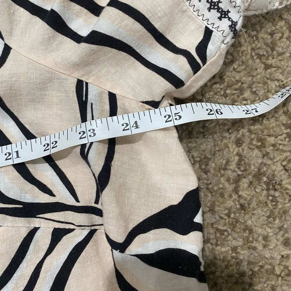 Rachel Zoe Linen Blouse Top Women 1X Black Cream Oversized Puff Sleeve - Picture 10 of 12